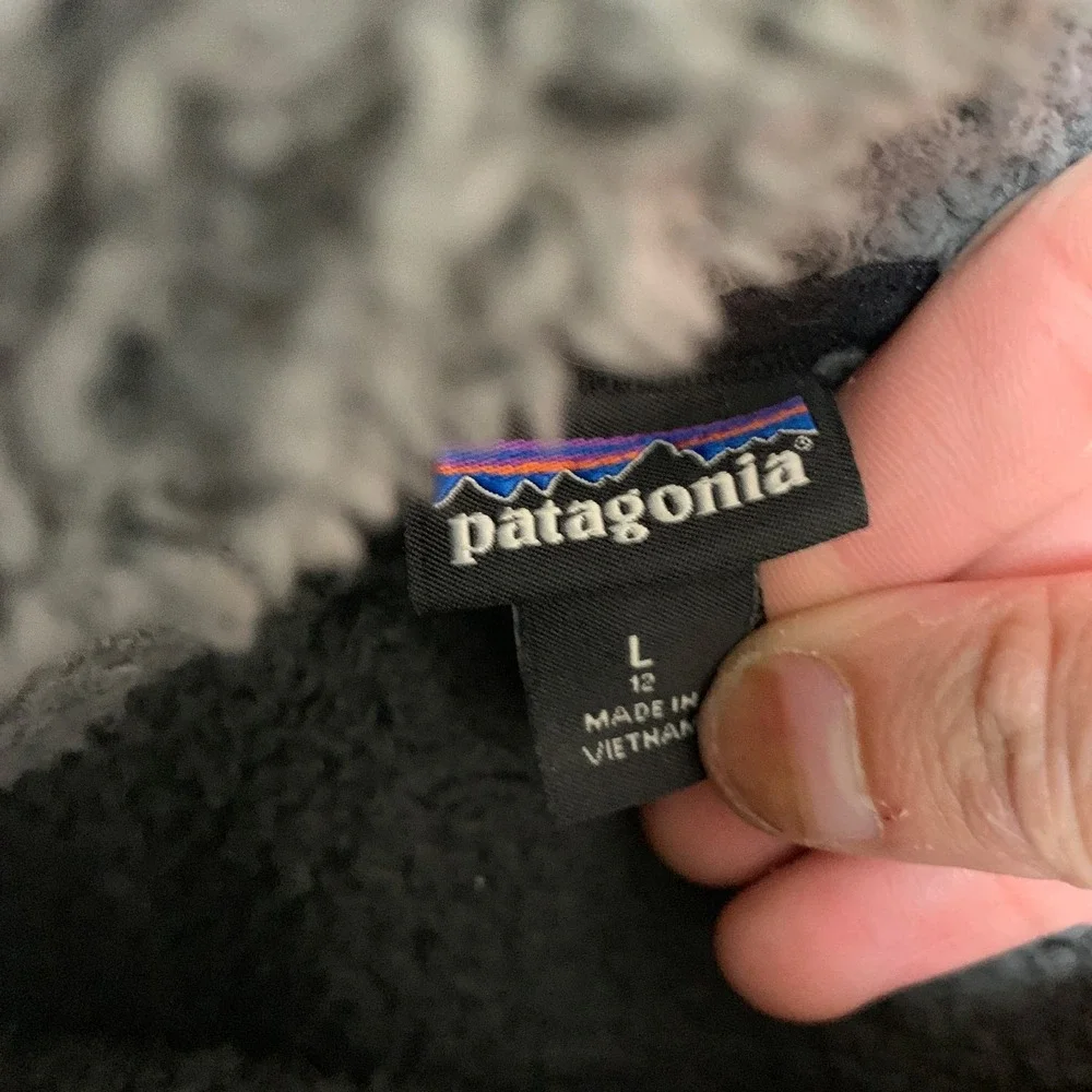 Patagonia Los Gatos Fleece Jacket Unisex Kids L 12 Gray Logo 1/4 Zip Mock Neck